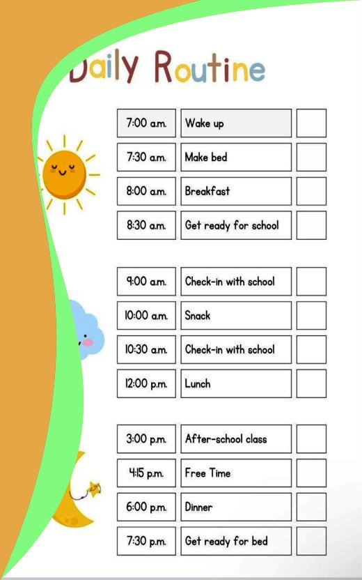 🗓️ 2. Daily Routine Chart for Kids – Educator & Parent Version