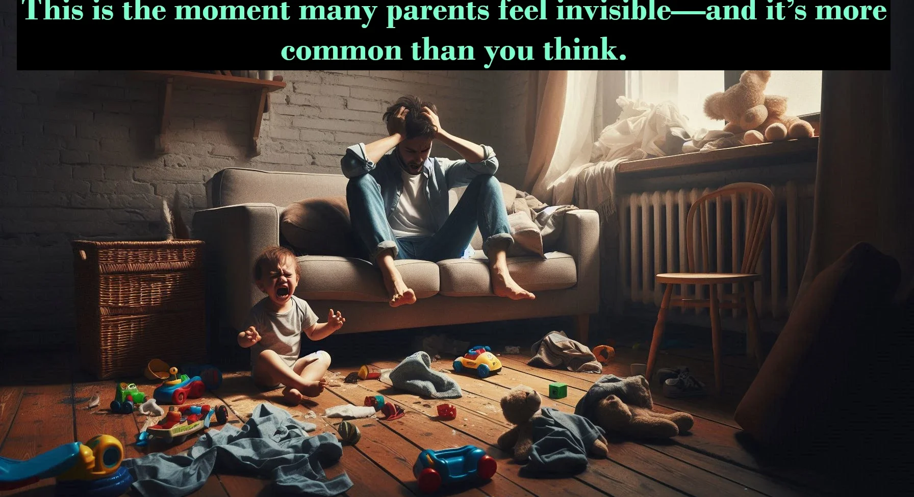 "parent feeling frustrated as defiant toddler ignores repeated instructions during emotional moment at home"