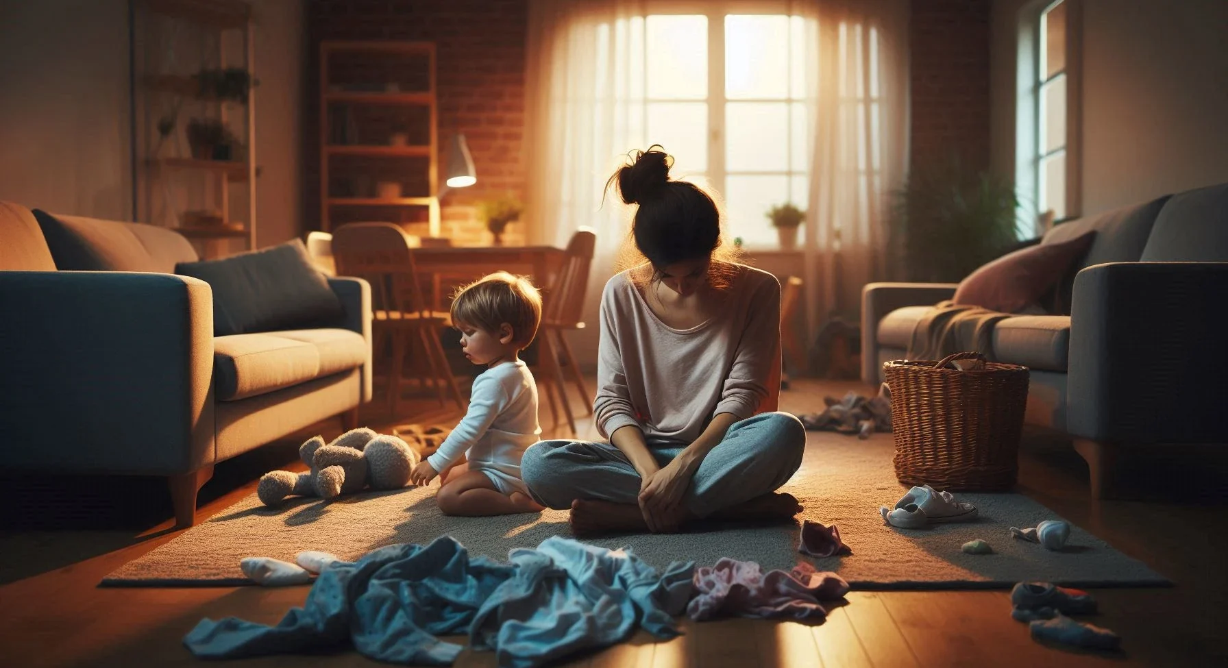 Mother struggling with toddler who won't listen at bedtime